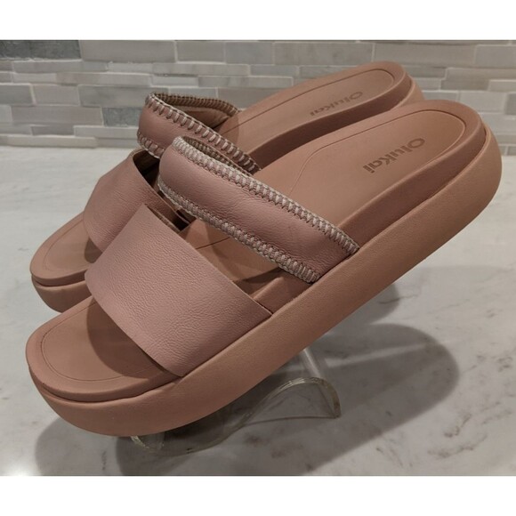 Women's OluKai PAE 2-Strap Leather Platform Sandals in Soft Pink Size 9 - Picture 6 of 13